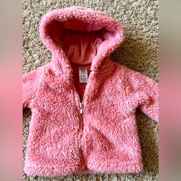 CARTER’S INFANT FUZZY PINK HOODED JACKET size 0-3 months ( Like New) - Picture 7 of 8